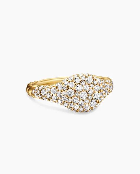 Petite Pavé Pinky Ring in 18K Yellow Gold with Diamonds, 7mm Pinky Rings For Women, Ludwig Bemelmans, Pinky Rings, David Yurman Ring, Goddess Jewelry, Diamond Jewelry Necklace, Ring Women, Pinky Ring, Rings For Women