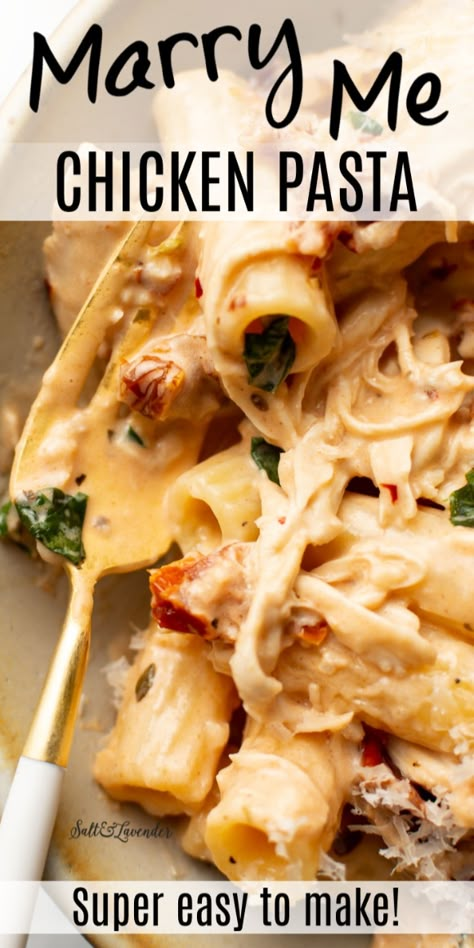 Using rotisserie chicken makes this delicious marry me chicken pasta recipe a breeze! The garlic, tomato, and parmesan cream sauce is irresistible Pasta Dinner Recipes Easy, Potato Sheet Pan Dinner, One Pot Taco Pasta, Parmesan Crusted Steak, Rotisserie Chicken Recipes Healthy, Potato Sheet Pan, Crusted Steak, Rotisserie Chicken Recipes Leftover, Using Rotisserie Chicken