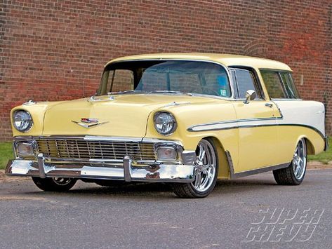 1956 Chevy Nomad - Custom Tri-Five Wagon - Super Chevy Magazine 1956 Chevy, 56 Chevy, Chevy Nomad, Gas Monkey, Chevy Bel Air, Us Cars, Hot Rods Cars, Classic Cars Trucks, My Dream Car