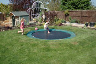 How to create a sunken trampoline - little green fingers Portugal Garden, School Ground, Sunken Trampoline, In Ground Trampoline, Sensory Diet, Processing Disorder, Garden Park, Sensory Processing, Trampolines