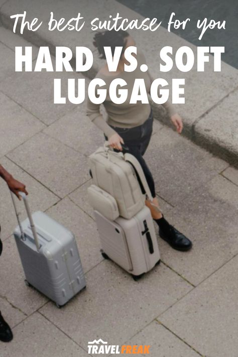 When it comes to choosing between hard vs. soft luggage, there are some very important differences to consider. Let's take a look. | hard shell vs soft shell luggage | best hard shell luggage | hard sided luggage | hard shell luggage | hard luggage vs soft luggage | hard luggage suitcases | hard luggage bags or soft luggage | soft shell luggage tips | best luggage for travel | best travel luggage Best Luggage For Travel, Lightweight Carry On Luggage, Soft Luggage, Best Travel Clothes, Best Travel Luggage, Hard Sided Luggage, Hard Suitcase, Best Suitcases, Best Travel Backpack