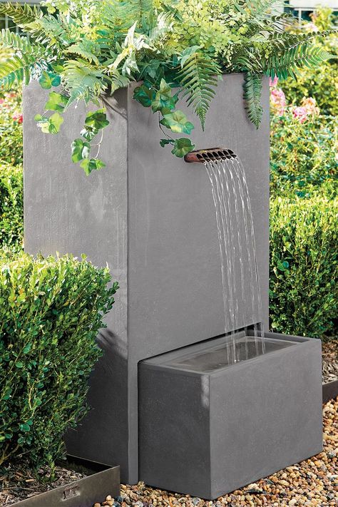 Outdoor Wall Fountains, Outdoor Urns, Concrete Fountains, Outside Decor, Fountain Feature, Water Fountains Outdoor, Patio Wall, Outdoor Fountain, Starting A Garden