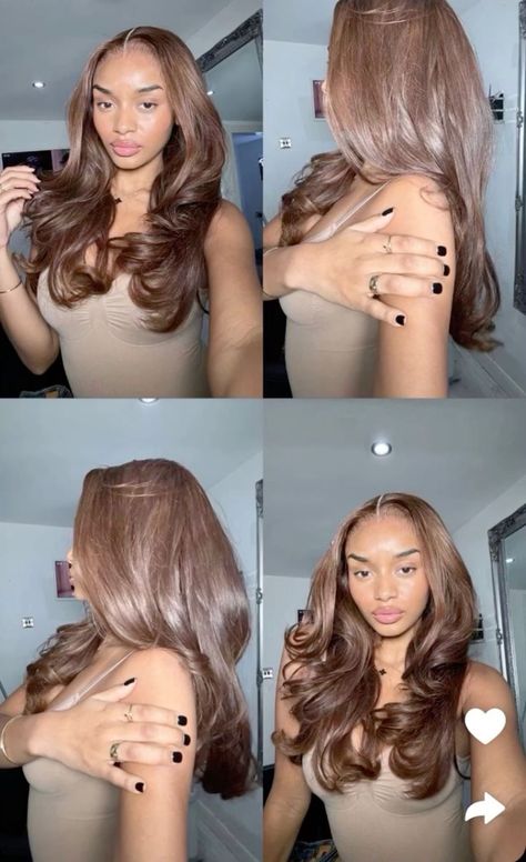 Chocolate Honey Hair, Black Cherry Hair Color Brown Skin, Chocolate Brown Hair On Brown Skin, Cinnamon Hair Color On Black Women, Cherry Brunette Hair, Brown Cinnamon Hair Color, 3c Hairstyles, Chocolate Brown Wig, Cinnamon Hair Colors