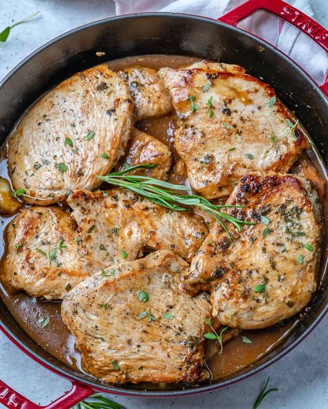 Garlic + Herb Turkey Cutlets | Clean Food Crush Turkey Chops Recipe Baked, Turkey Cutlets With Gravy, Baked Turkey Chops, Turkey Medallions Recipes, Baked Turkey Cutlets Oven, Turkey Medallions, How To Cook Turkey Cutlets, Grilled Turkey Cutlet Recipes, Turkey Cutlets Healthy