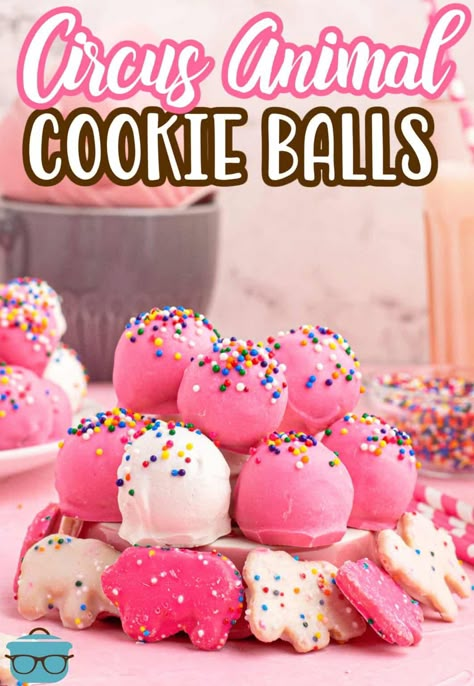 Animal Cookie Dessert, Animal Cookie Truffles, Cookie Balls Recipe, Circus Cookies, Cake Ball Recipes, Circus Animal Cookie, Cookie Balls, Animal Cookie, Birthday Cake Decorating Ideas