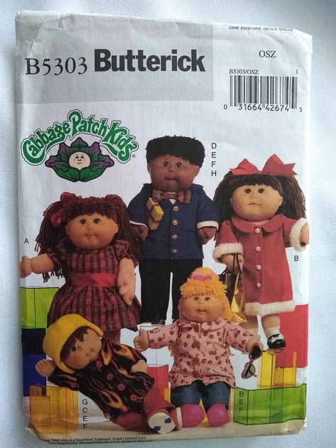 Cabbage Patch Doll Clothes 5303 Butterick Doll Clothes Pattern Top, Pants, Dress, Panties, Hat for 16 & 20 Dolls Girl and Boy - Etsy Canada Cabbage Patch Kids Clothes, Bunny Onesie, Pet Sweaters, Cabbage Patch Kids Dolls, Butterick Pattern, Cabbage Patch Dolls, Crochet For Boys, Vinyl Dolls, Cabbage Patch Kids