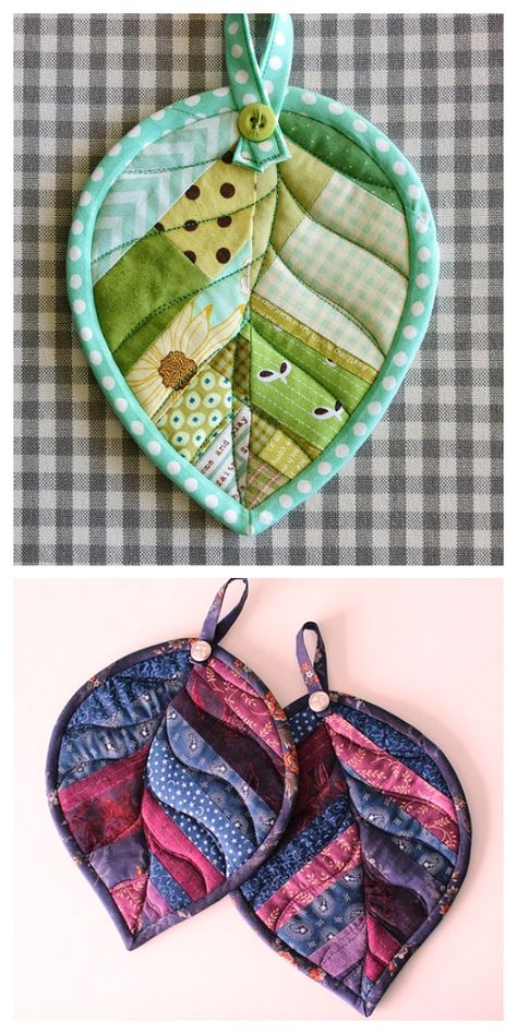 DIY Quilted Leaf Potholders Free Sewing Patterns & Paid Hot Pad Holders Patterns, Quilting Projects Sewing Patterns, Leaf Sewing Pattern, Sewing Potholders, Potholders To Sew, Leaf Potholder Free Pattern, Diy Pot Holders Sewing, Quilted Pot Holders Patterns Free, Pot Holder Patterns Free