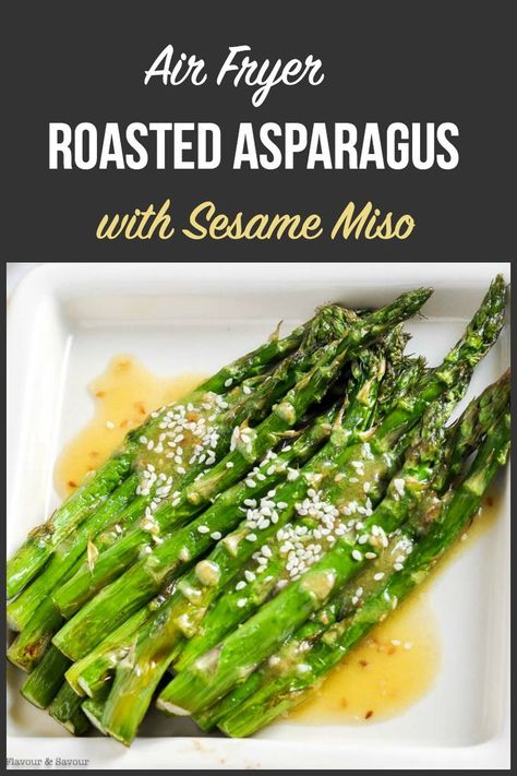 Roast veggies in your air fryer! Learn how to roast asparagus in an air fryer to make Sesame Miso Asparagus.  This vegetarian and vegan side dish makes tender, slightly crispy asparagus with amazing flavour. Miso Asparagus, How To Roast Asparagus, Crispy Asparagus, Roast Asparagus, Air Fryer Asparagus, Asparagus Recipes Oven, Best Asparagus Recipe, Miso Sauce, Asparagus Recipes Baked