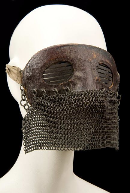 TYWKIWDBI ("Tai-Wiki-Widbee"): World War I protective face mask Eiko Ishioka, Mask Chains, Apocalyptic Fashion, Leather Mask, 다크 판타지, Protective Mask, Science Museum, Chain Mail, Dieselpunk