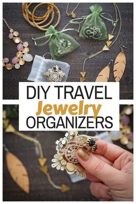 3 DIY Travel Jewelry Organizer Ideas! Fashion-forward boxes and an easy and frugal way to keep your necklaces from tangling. Here's how organize jewelry when I travel. | thetravelbite.com | #travel #DIY #packingtips #jewelry #fallfashion Diy Travel Jewelry Case, Diy Jewellery Pouch, Diy Travel Organizer, Jewelry Organizer Ideas, Organize Jewelry, Jewerly Organizer, Organizer Diy, Organizer Ideas, Travel Jewelry Organizer