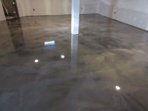 Epoxy Floor Basement Remodel - Metallic ... Charcoal Epoxy Floor, Basement Epoxy Floor, Dark Academia Modern, Concrete Floor Designs, Flooring 2023, Home Basement Ideas, Arcade Home, Epoxy Concrete Floor, Epoxy Floor Basement