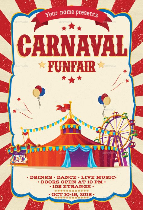 Fun Fair Poster, Drink Flyer, Carnival Flyer, Poster Design Kids, Fair Poster, Carnival Design, Fair Theme, School Fair, Spring Carnival