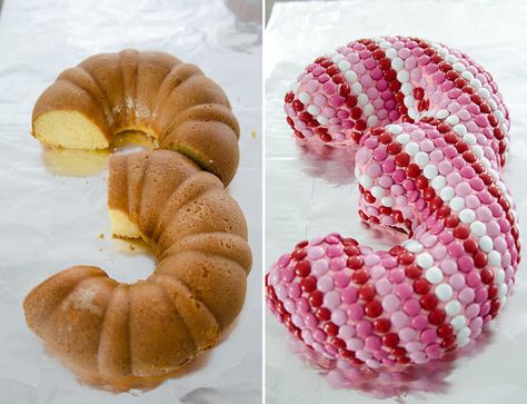 Use two store-bought (or homemade) bundt cakes to form the number “3” for a third birthday then decorate with frosting and candy. | 13 Kids' Birthday Cakes That You Can Actually Make Cupcake Fondant, Torte Cupcake, 3rd Birthday Cakes, Number Cakes, Third Birthday, 3rd Birthday Parties, Birthday Cake Kids, Creative Cakes, Bundt Cake