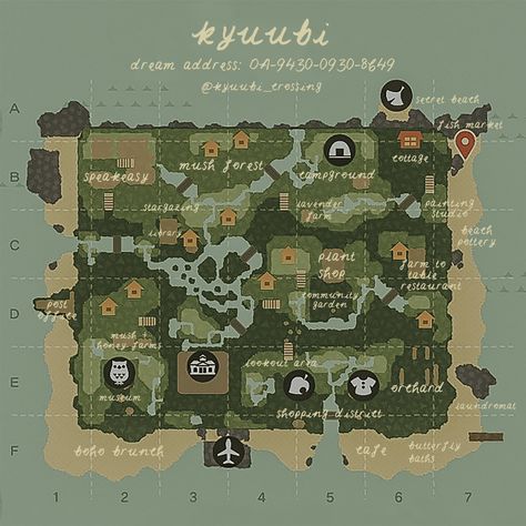 Acnh Map Layouts Natural, Cottagecore Theme, Forest Cottagecore, Farm To Table Restaurant, Cottagecore Animal Crossing, Forest Map, Acnh Cottagecore, Hidden Forest, Map Layout