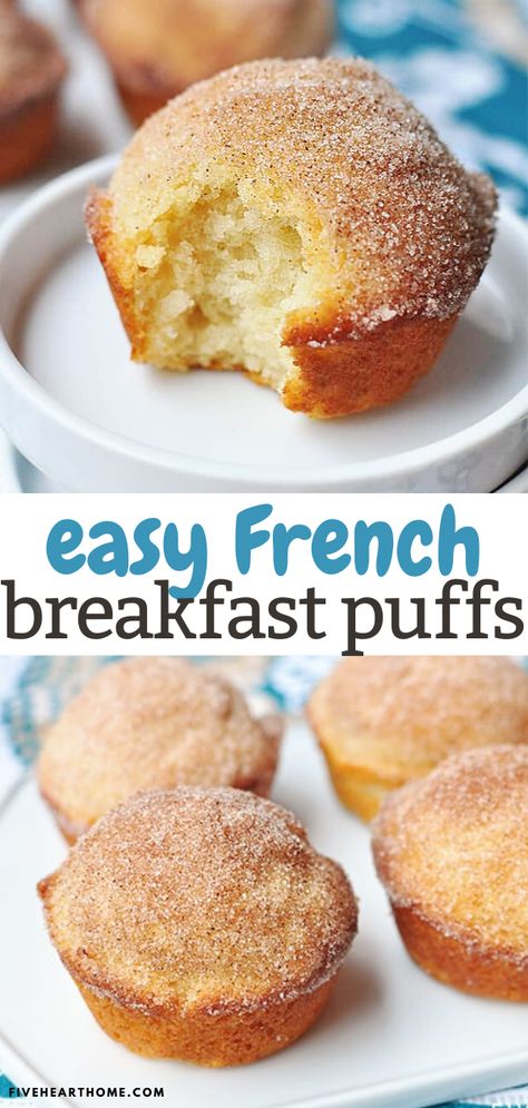 French Muffins Breakfast Recipes, French Puff Muffins, Cinnamon Puffs Recipe, French Breakfast Puffs Recipe, Cheap Breakfast Recipes, Unique Breakfast Ideas Simple, French Brunch Menu Ideas, French Puffs, Fast Breakfast Ideas Healthy