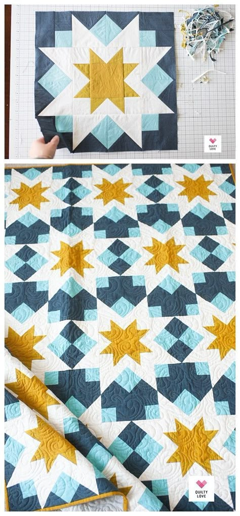 Embroidered House, Sawtooth Star, Star Quilt Pattern, Stars Quilt, Quilt Modernen, Night Stars, Make A Quilt, Star Quilt Blocks, Star Quilt Patterns