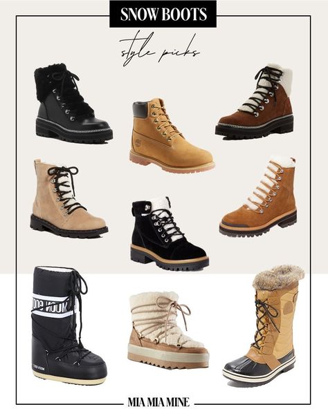 fashion blogger mia mia mine rounds up the best snow boots for 2020 from shearling hiker boots to sorel boots and moon boots to lace-up boots. click through for my favorite winter boots. #snowboots #winterboots #shoecrush #womensfashion Trendy Winter Boots Nordstrom, Winter Boots Outfits Snow, Brown Snow Boots Outfit, Cute Snow Boots Women, Women’s Winter Boots, Winter Footwear Women, Best Winter Boots Women, Womens Winter Boots Snow, Hiker Boots Outfit