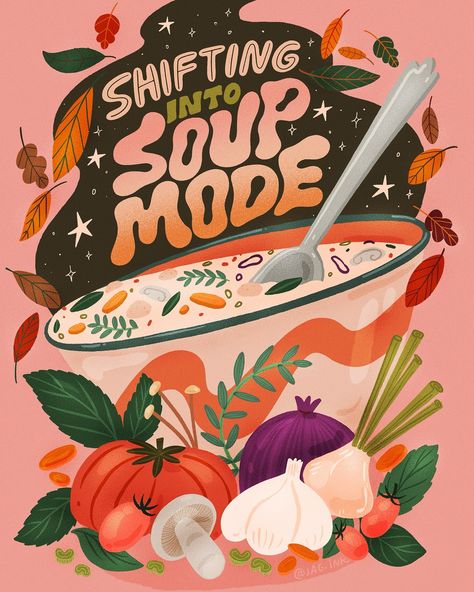 I do believe it’s time 👀 soup season is here Soup Illustration, Fall Illustration, Making Soup, Fall Things, Autumn Illustration, Soup Season, Illustrated Map, Kitchen Prints, Crafts For Girls