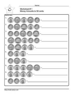 D.Russell Worksheet For 2nd Grade, Counting Coins Worksheet, Counting Money Worksheets, Money Math Worksheets, Math Division Worksheets, Kindergarten Math Worksheets Addition, Adding Money, Math Fact Worksheets, Touch Math