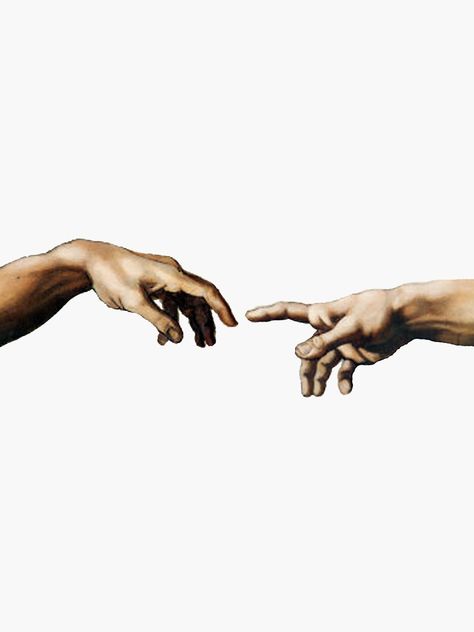 "Creation Of Adam Hands" Sticker by eclecticmess | Redbubble Two Hands Touching, Michelangelo Paintings, Michelangelo Art, Istoria Artei, The Creation Of Adam, Galaxy Art, Arte Sketchbook, Social Distance, Aesthetic Painting