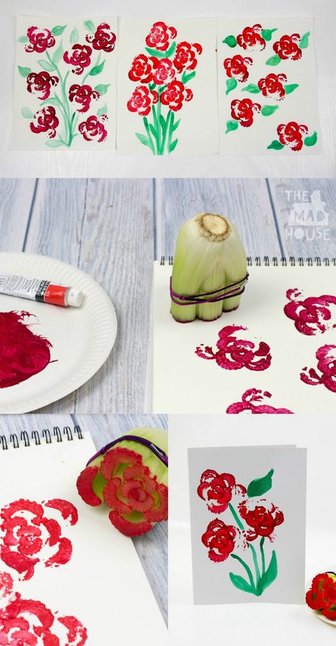 Vegetable Printing, Oppgaver For Barn, Printing Flowers, Aktiviti Kanak-kanak, Vegetable Prints, Art Activity, Aktivitas Montessori, Toddler Art, Spring Art