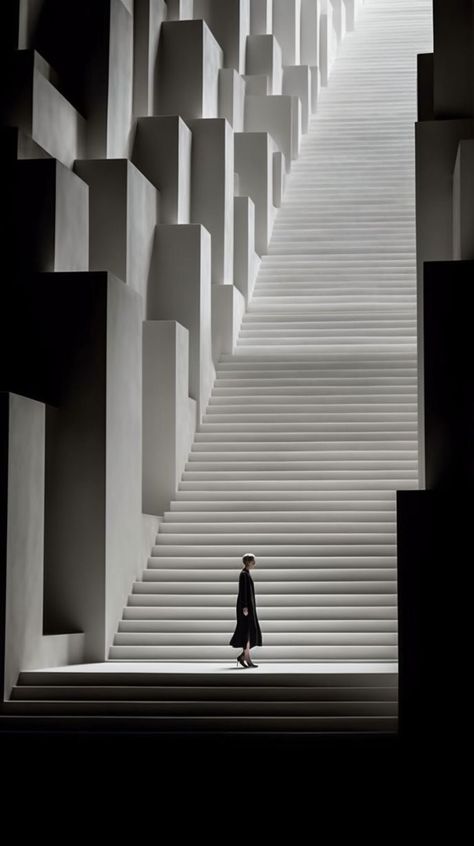 Large Scale Architecture, Cinematic Photography Architecture, Minimalist Architecture Photography, Black And White Architecture Render, Minimalist Aesthetic Black And White, Architecture Woman Architects, Minimalist Black Aesthetic, Scale In Architecture, Sharp Architecture