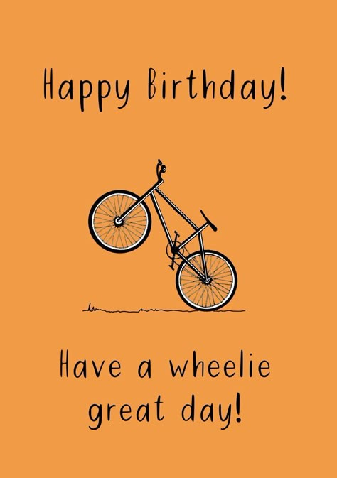 Bike Birthday Quotes, Happy Birthday Bike Cycling, Birthday Quotes For Men, Mens Birthday Cards, Happy Bday Message, Birthday Greetings For Men, Bike Puns, Birthday Wishes For Men, Bike Birthday