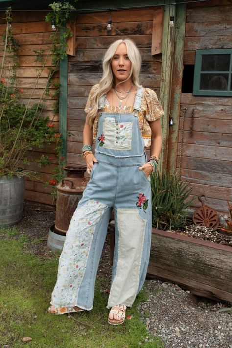 City Garden Floral Overalls - Denim | Three Bird Nest Sew Overalls, Garden Gala, Patchwork Overalls, Floral Overalls, Paisley Print Fabric, Weekend Market, Boho Essentials, Overalls Denim, Day With Friends