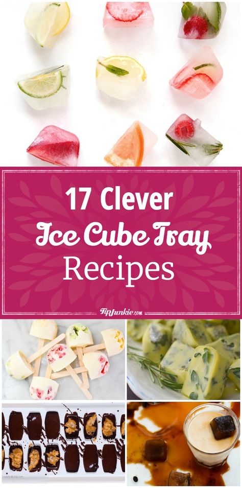 17 Clever Ways to use Ice Cube Trays  via @tipjunkie Silicone Ice Cube Tray Ideas, Diy Ice Cube Trays, Ice Trays Ideas, Ice Molds Ideas, Ice Tray Recipes, Cube Ideas, Ice Cube Tray Recipes, Ice Cube Recipe, Fancy Ice Cubes