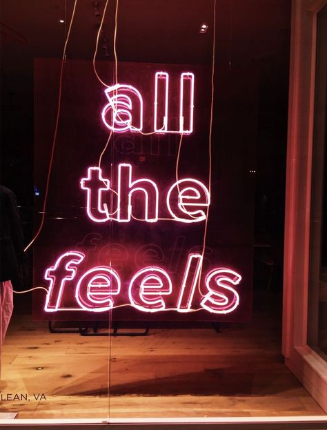 all the feels neon sign quote feelings sad mood pink red glow relatable in my feelings vintage retro aesthetic tumblr vsco happy vibes Foto Muro Collage, Photowall Ideas, Photographie Indie, Neon Signs Quotes, Collage Mural, Wallpaper Retro, Bedroom Wall Collage, Collage Board, Neon Aesthetic