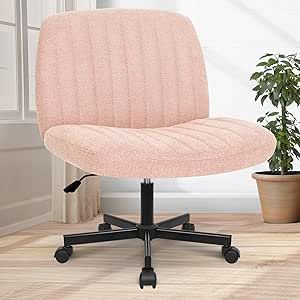 Orange Factory Criss Cross Legged Armless Desk Reading Chair with Wheels Swivel Modern Ergonomic Vanity Bedroom Adjustable Wide Comfy Computer Gaming Chairs for Home Office (Pink) Girls Desk Chair, Rolling Desk Chair, Dorm Chairs, Upholstered Office Chair, Velvet Office Chair, Ergonomic Desk Chair, Dorm Living Room, Adjustable Chairs, Dorm Living