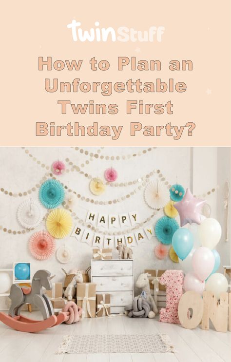 One Year Old Twin Birthday Theme, Twin 1st Birthday Ideas Boy And Girl, Twin Girls First Birthday Party Ideas, Twin 1st Birthday Ideas, Boy Girl Twins First Birthday, Twins First Birthday Party Ideas, Twin First Birthday Ideas, Girls First Birthday Theme Ideas, Twin Birthday Themes