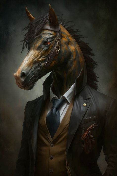 Just some humoristic anthropomorphism 🙀 Anthropomorphic Animals, Animal Portraits Art, Portraits Art, Beautiful Art Pictures, Animal Portraits, My Horse, Weird Animals, Dark Horse, Wild Animals