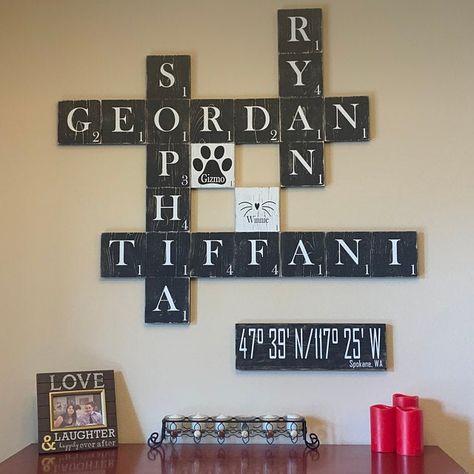 Tiffani loved their purchase from DesignsByGriffis Scrabble Wall Tiles, Wall Scrabble, Scrabble Wall Decor, Wall Puzzle, Scrabble Wall Art, Wall Groupings, Scrabble Wall, Dog Wall Decor, Scrabble Letters