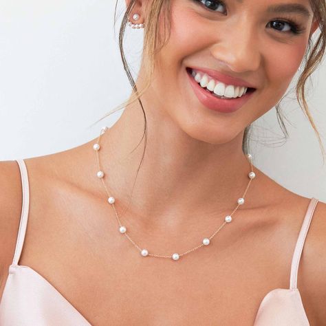 Bowery Pearl Necklace | Birdy Grey Bridesmaids Jewelry Ideas Pearl, Bridal Shower Treats, Wedding Dress Jewelry, Birdy Grey, Pearl Jewelry Wedding, Convertible Dress, Bridesmaid Jewelry Sets, Satin Bridesmaid Dresses, Bridesmaid Necklace