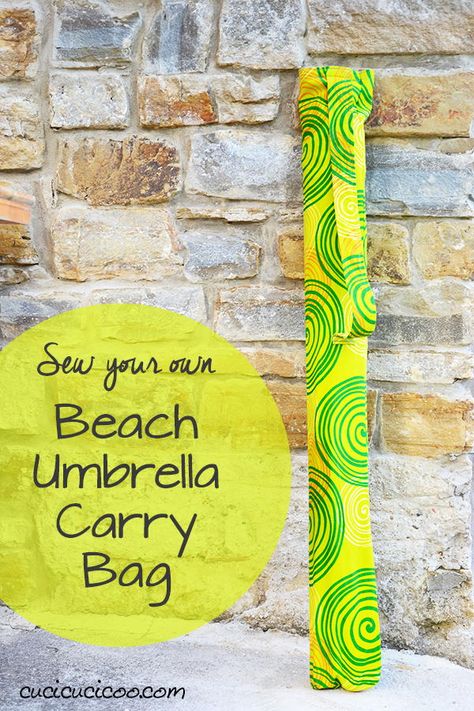 "Do you love the beach, but you cant tollerate too much sun for very long? Sew up a beach umbrella carry bag with a comfy shoulder strap, and you'll be able to bring your umbrella with you for some cool shade!" Sewing Totes, Summer Sewing Projects, Beach Food, Bag Tutorials, Summer Sewing, Bags Patterns, Sewing Tutorials Free, Beach Stuff, Beach Diy