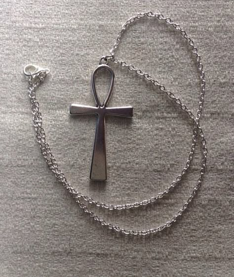 Ankh Necklace ankh jewelry by Sheilasattic on Etsy Ankh Cross Necklace, Silver Ankh Necklace, Ankh Necklace Silver, Ankh Necklace Aesthetic, Ankh Accessories, Anhk Necklace, Ankh Jewelry, Ankh Necklace, Grunge Jewelry