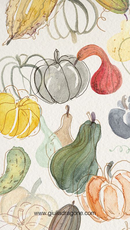 Fall Themed Watercolors, November Widget, Halloween Bookmarks, Autumn Phone Wallpaper, Watercolor Flower Illustration, Pumpkin Illustration, Vegetable Prints, Autumn Illustration, Calendar Wallpaper