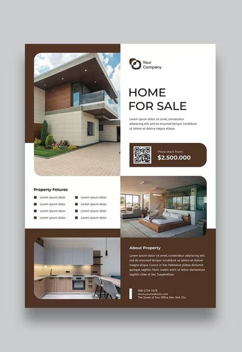 Real Estate Flyer Template PSD Real Estate Leaflet Design, Property Listing Design, House Flyer Design, Poster Real Estate, Real Estate Graphics, Flyers Ideas, Flyer Real Estate, Real Estate Banner, Apartment Marketing