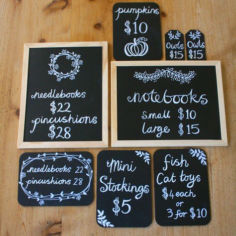 Diy Craft Fair Sign, Chalkboard Signs For Craft Show, Market Pricing Signs, Craft Fair Signs Signage, Craft Fair Price Signs Display Ideas, Custom Order Sign Craft Fair, Diy Price Signs Display Ideas, Craft Fair Signage, Craft Market Price Signs