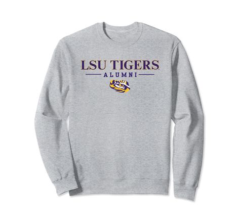 PRICES MAY VARY. Officially Licensed Louisiana State University apparel. Show your support for the Tigers with this LSU logo apparel! The soft material and digitally printed logo make this a great addition to any LSU apparel collection! Geaux Tigers! Wear this fan favorite LSU Tigers apparel to the big game or just hanging out around the house. The unique vintage logo will let everyone know your affiliation with LSU! 8.5 oz, Classic fit, Twill-taped neck Lsu Apparel, Lsu Logo, Lsu Outfits, Western Carolina University, University Of Northern Iowa, Lsu Tigers Football, University Apparel, Heather Grey Sweatshirt, Texas Christian University