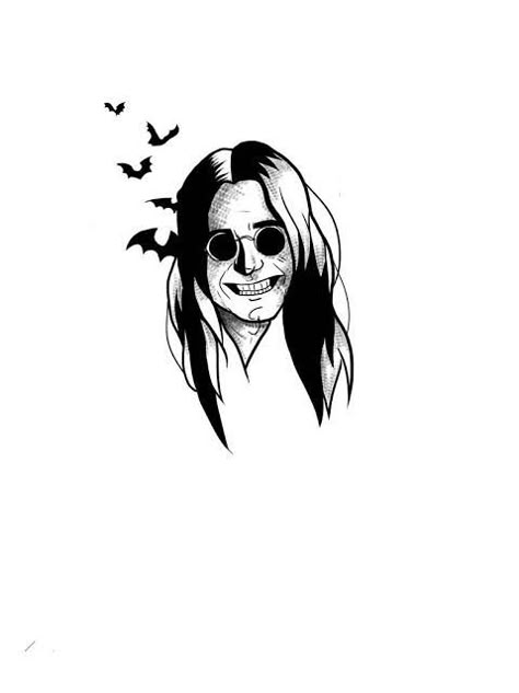 Tattoo Ideas Metalhead, Ozzy Tattoo Ideas, Ozzy Osbourne Tattoo Ideas, Ozzy Osbourne Drawing, Ozzy Bat, Ozzy Osbourne Tattoo, Classic Rock Tattoos, Metalhead Tattoo, Heavy Metal Tattoo