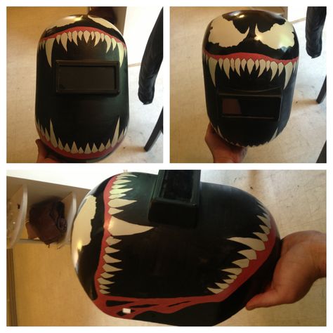 Welding Hood Venom Welding Mask Design, Welding Hood Designs, Welding Helmet Art, Custom Welding Hoods, Custom Welding Helmets, Diy Welder, Auto Darkening Welding Helmet, Custom Helmet Design, Welding Hoods