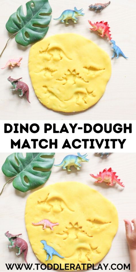 Easy and fun dino match activity using play-dough!  #playdough #dino #matchactivity Dino Activity, Homeschooling Crafts, Dino Craft, Dinosaur Lesson, Toy Dinosaurs, Dino Dino, Dinosaur Figures, Dino Theme, Preschool Room