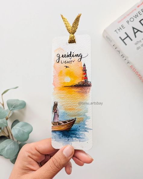 Gratitude Art Series - Day 4/5 Thank you to our teachers and mentors for helping us when we feel lost, to cheer us on when we’re unsure, and to show us the way when things get tough. Thankyou for being the guiding light, making our journey not just possible but full of hope and inspiration.✨🙏🥰 These Bookmarks will be available soon via the link in bio. For pre- orders l, please DM 🫰 . #teacherday #gratitude #bookmarksofinstagram #handmadebookmark #watercolors #watercolorbookmarks #smallbus... Light Watercolor Painting, Book Mark For Teachers, Teachers Day Bookmark, Painting For Teachers, Bookmarks Painting, Gratitude Art, Bookmark Watercolor, Diy Pop Up Cards, Handmade Bookmarks Diy