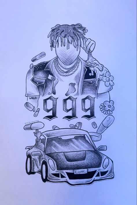 Rapper Drawings Easy, Rappers Tattoos Ideas, Rapper Art Drawing, Rap Tattoo Ideas, Wrld Tattoos, Arm Tattoos Men, Rapper Drawings, Rapper Pics, Wallpaper Rap