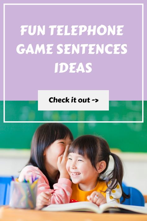 Discover endless fun with these entertaining telephone game ideas! Whether you need telephone game phrases for kids, hilarious telephone game sayings, or captivating telephone game sentences, this classic game is sure to bring laughter and excitement to any gathering. Explore new ways to play the telephone game and watch as simple phrases transform into laughter-inducing chaos. Perfect for parties, icebreakers, or family get-togethers. Start playing the timeless telephone game today and create u Pictonary Ideas, Telephone Game Phrases, Telephone Game, English Conversation For Kids, Charades For Kids, Game And Watch, Chinese Whispers, Simple Phrases, Fun Phrases