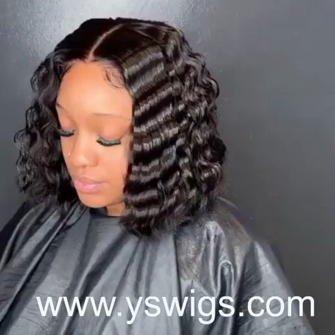 Crimp Short Hair Bobs, Black Hair Crimped Hairstyles, Bob Crimped Hair, Crimped Bob Black Women, Middle Part Crimped Bob, Bob With Crimps, Crimped Bob, Crimped Hairstyles Short, Crimps Hairstyles For Black Women