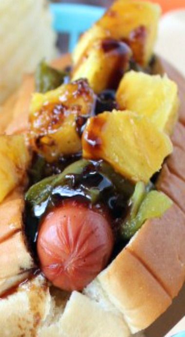 Roasted Jalapenos, Summer Party Menu, Brat Sausage, Pineapple Teriyaki, Hot Dogs Recipes, Roasted Jalapeno, Burger Dogs, Outdoor Grilling, Homemade Teriyaki Sauce