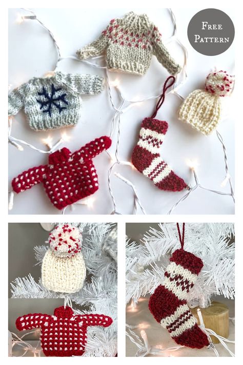 Christmas Knitting Projects, Knit Christmas Ornaments, Knitted Christmas Decorations, Christmas Knitting Patterns Free, Beanie Knitting Patterns Free, Miniature Knitting, Barbie Knitting Patterns, Knitting Patterns Free Blanket, Knitted Toys Free Patterns